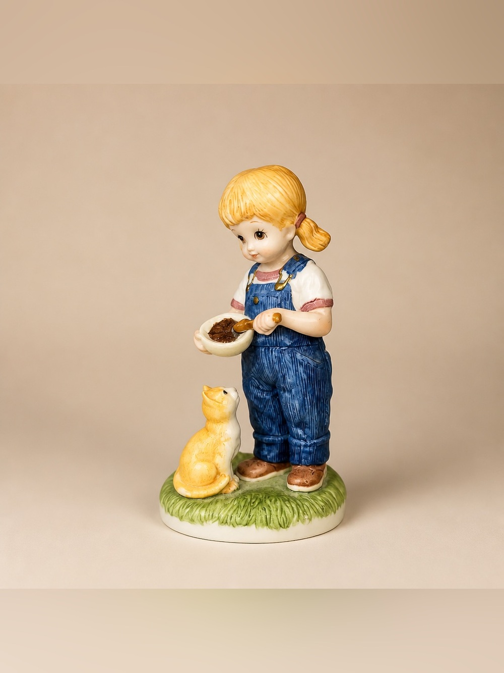 Lefton 1987 Girl Feeding Cat 06375 Figurine The Christopher Collection